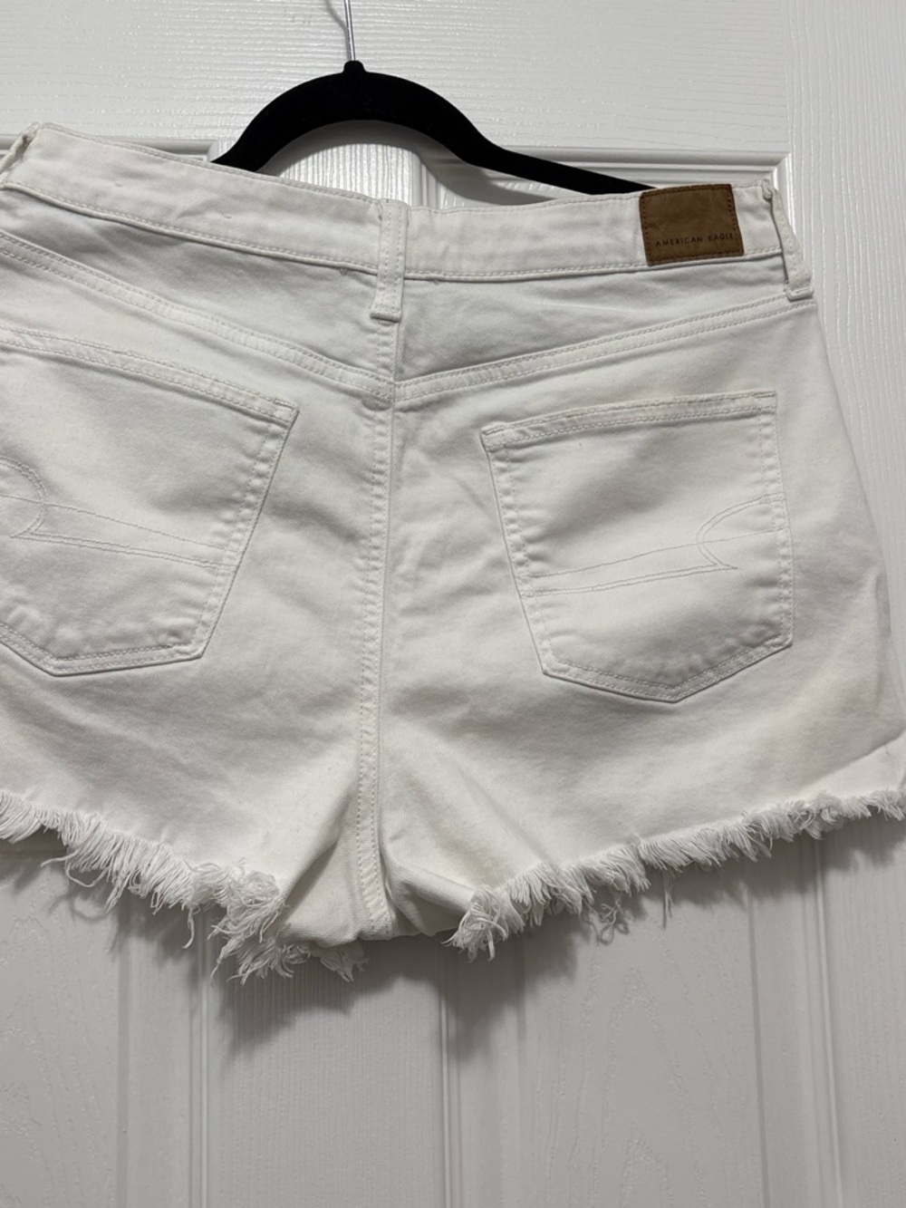 American Age White Frayed Hem Denim Shorts - Women